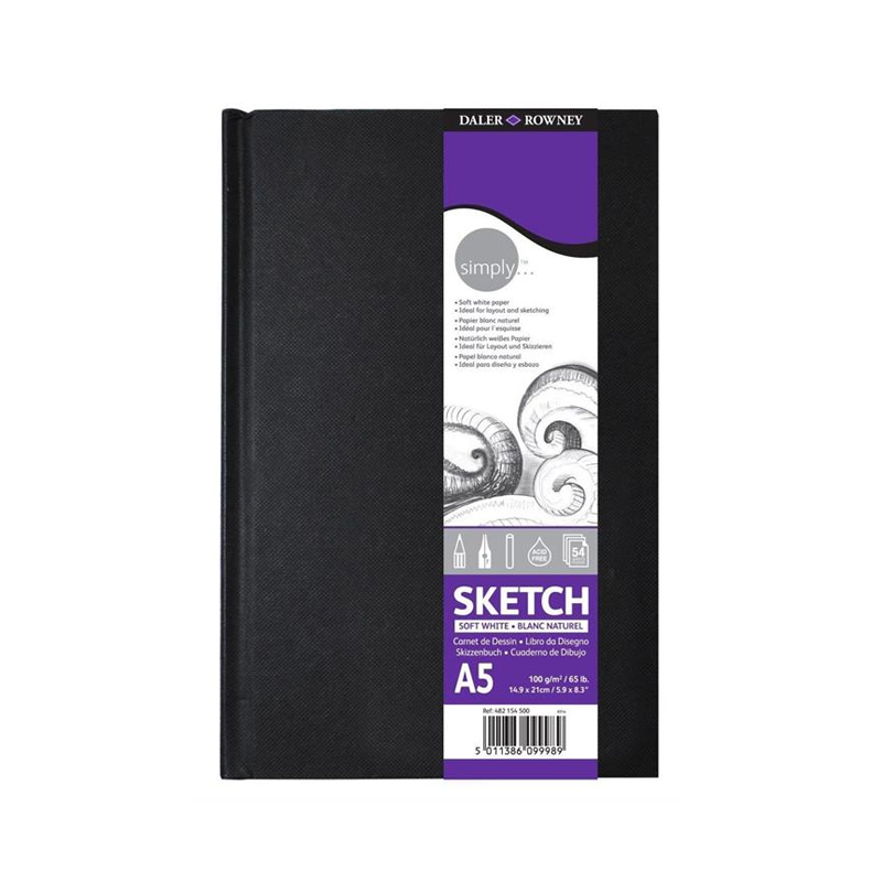DALER ROWNEY SİMPLY SERT KAPAK SKETCH BOOK A5 54 YAPRAK 100gr SİYAH (482154500)