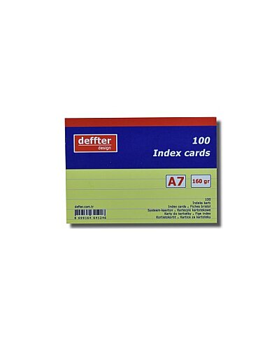DEFFTER 64124-6 İNDEKS KART A7 ÇİZGİLİ SARI 100LÜ 170gr (KARTOTEKS) - 1