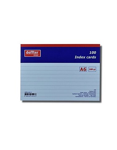 DEFFTER 64127-7 İNDEKS KART A6 ÇİZGİLİ BEYAZ 100LÜ 170gr (KARTOTEKS) - 1