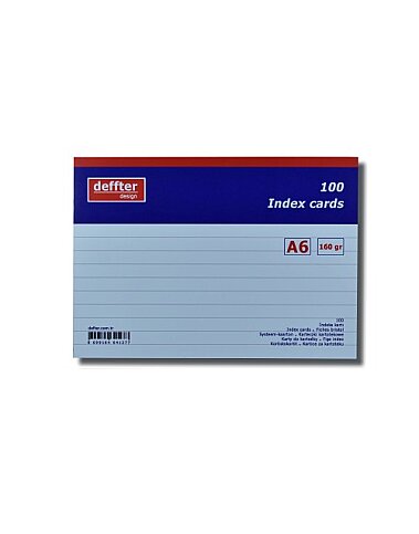DEFFTER 64127-7 İNDEKS KART A6 ÇİZGİLİ BEYAZ 100LÜ 170gr (KARTOTEKS) - 1