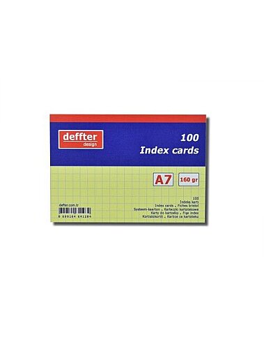 DEFFTER 64128-4 İNDEKS KART A7 KARELİ SARI 100LÜ 170gr (KARTOTEKS) - 1