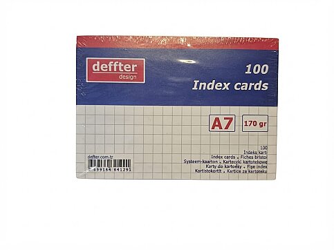 DEFFTER 64129-1 İNDEKS KART A7 KARELİ BEYAZ 100LÜ 170gr (KARTOTEKS) - 1