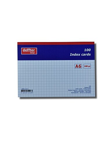 DEFFTER 64208-3 İNDEKS KART A6 KARELİ BEYAZ 100LÜ 170gr (KARTOTEKS) - 1