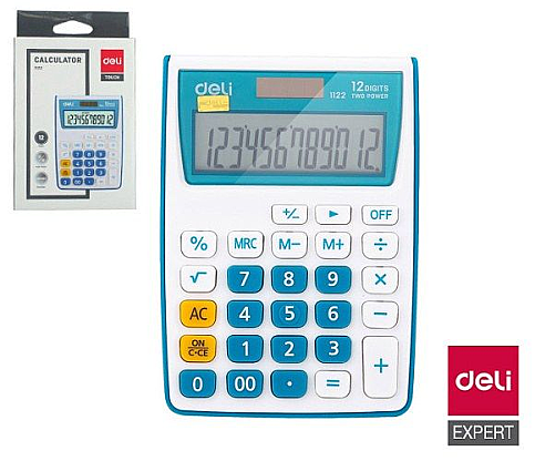 DELİ 1122 MASA ÜSTÜ HESAP MAKİNESİ 12 HANE MAVİ - 1
