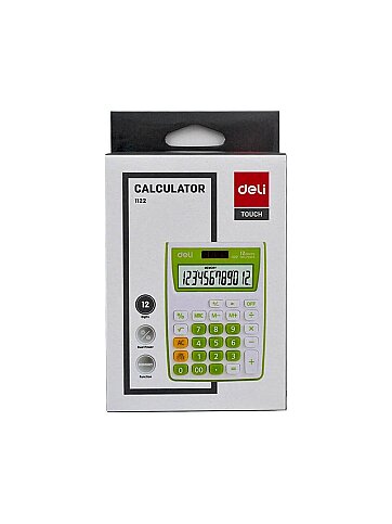 DELİ 1122 MASA ÜSTÜ HESAP MAKİNESİ 12 HANE YEŞİL - 1