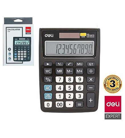DELİ 1238 MASA ÜSTÜ HESAP MAKİNESİ 12 HANE GRİ - 1