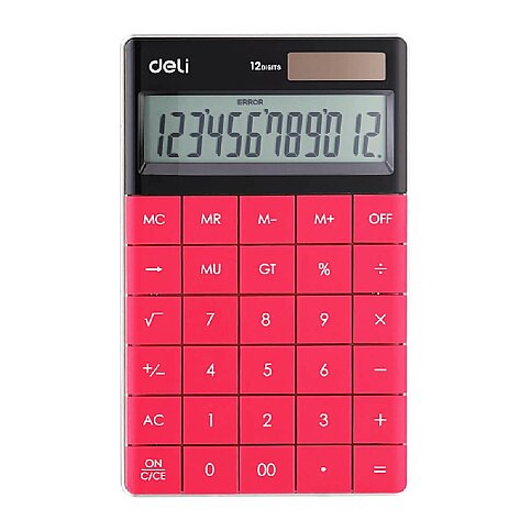 DELİ 1589 MASA ÜSTÜ HESAP MAKİNESİ 12 HANE KIRMIZI - 1