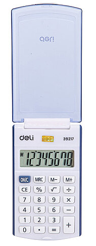 DELİ 39217 MİNİ HESAP MAKİNESİ KAPAKLI MAVİ (100130692) - 1
