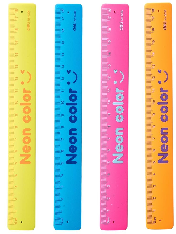 DELİ 6206 NEON COLOR SİLİKON CETVEL 18cm