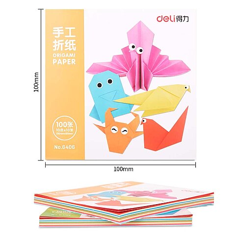 DELİ 6406 ORİGAMİ KAĞIDI 10x10 100 YAPRAK - 1