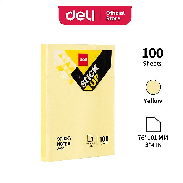 DELİ A00553 YAPIŞKANLI KÜPNOT KAĞIDI 76x126 100 YAPRAK SARI