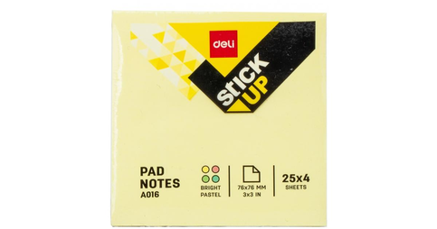 Deli A01603 Yapışkanlı Not Kağıdı 76x76 100 Yaprak 4 Renk - 1