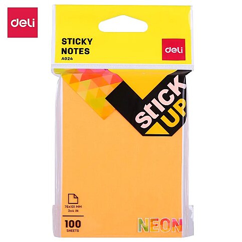 DELİ A02402 YAPIŞKANLI NOT KAĞIDI 76x101 100 YAPRAK NEON - 1
