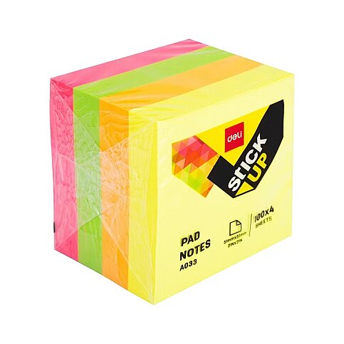 DELİ A03303 YAPIŞKANLI NOT KAĞIDI 51x51 400 YAPRAK 4 RENK - 1