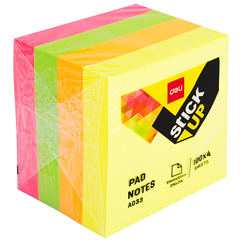DELİ A03303 YAPIŞKANLI NOT KAĞIDI 51x51 400 YAPRAK 4 RENK - 1