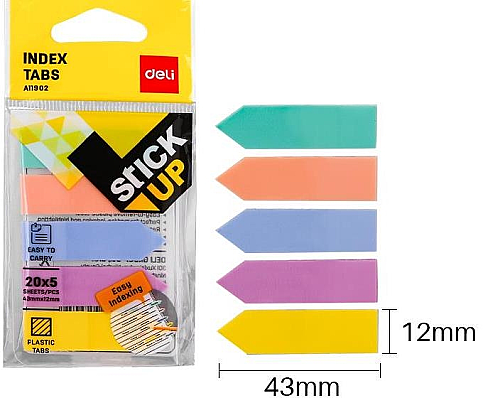 DELİ A11902 FİLM İNDEKS İŞARET BANDI OK 43x12 PASTEL 5 RENK - 1