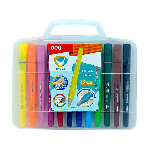 DELİ C10604 U-TOUCH KEÇELİ KALEM 12 RENK ÇANTALI - 1