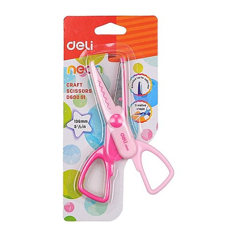 DELİ D60001 NEON CRAFT ÇOCUK MAKASI 14cm BLİSTER - 1