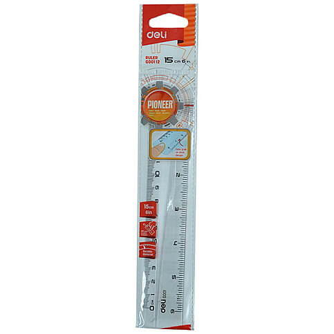 DELİ G00112 PLASTİK CETVEL 15cm ŞEFFAF - 1