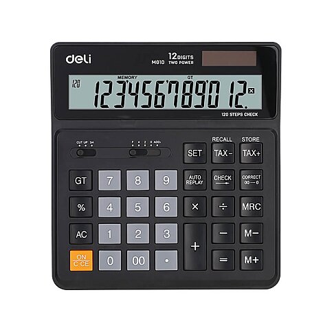 DELİ M01020 MASA ÜSTÜ HESAP MAKİNESİ 12 HANE SİYAH - 1