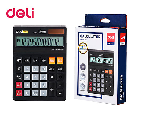 DELİ M01420 MASA ÜSTÜ HESAP MAKİNESİ 12 HANE SİYAH - 1