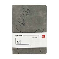 Deli N126L Suni Deri Portre Desenli Gri Çizgili Defter A5 96 Yaprak (100157918) - DELİ