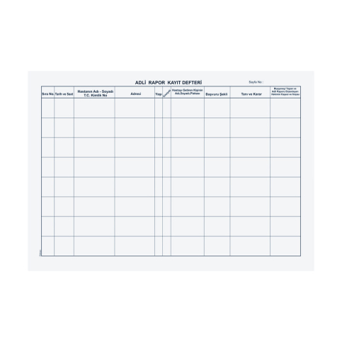 Dilman Adli Rapor Kayıt Defteri 96 Yaprak - 2