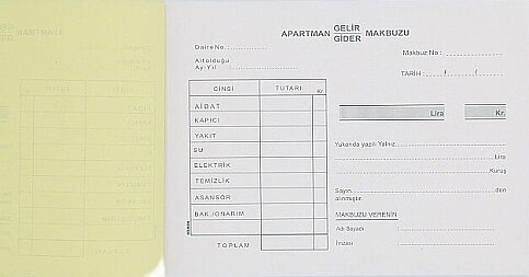 DİLMAN APARTMAN MAKBUZU 2 NÜSHA (4014) - 2