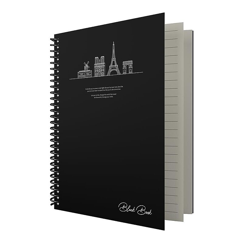 DİLMAN BLACKBOOK SPİRALLİ DEFTER 16x22 ÇİZGİLİ 80 YAPRAK YAN (6613)