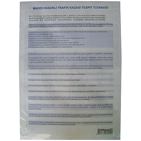 DİLMAN KAZA TESPİT FORMU OTOKOPİLİ 48Lİ (3002) - 1
