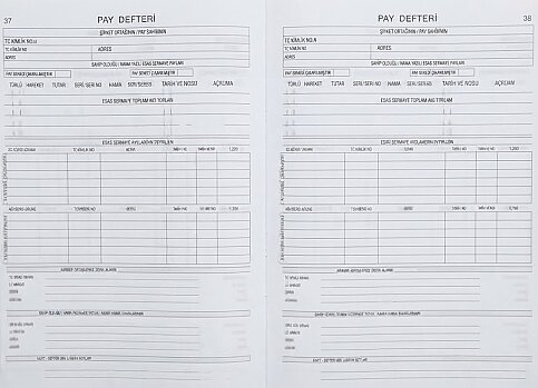DİLMAN ORTAKLAR PAY DEFTERİ NUMARASIZ 96 YAPRAK (CİLTLİ) - 2