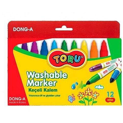 DONG-A 239313 YIKANABİLİR JUMBO KEÇELİ KALEM 12 RENK - 1
