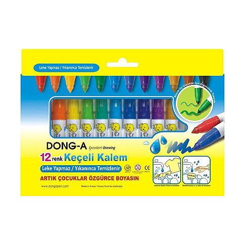 DONG-A 239313 YIKANABİLİR JUMBO KEÇELİ KALEM 12 RENK - 1