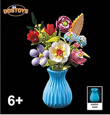 DOSTOYS 06289-109 ÇİÇEK BLOK VAZOLU ÇİÇEK BUKETİ LEGO - 1