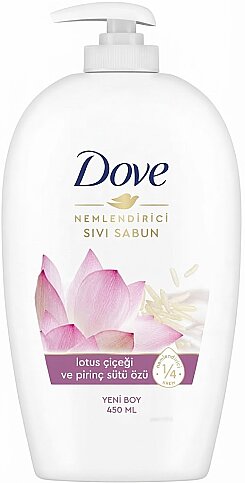 DOVE NEMLENDİRİCİLİ SIVI SABUN LOTUS ÇİÇEĞİ VE PİRİNÇ SÜTÜ ÖZÜ 450gr - 1