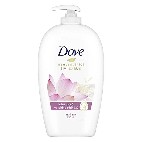 DOVE NEMLENDİRİCİLİ SIVI SABUN LOTUS ÇİÇEĞİ VE PİRİNÇ SÜTÜ ÖZÜ 450gr - 1