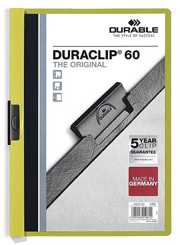 DURABLE 2209-Y DURACLİP SIKIŞTIRMALI DOSYA 60 SAYFA KAPASİTELİ YEŞİL (51001480) - 1