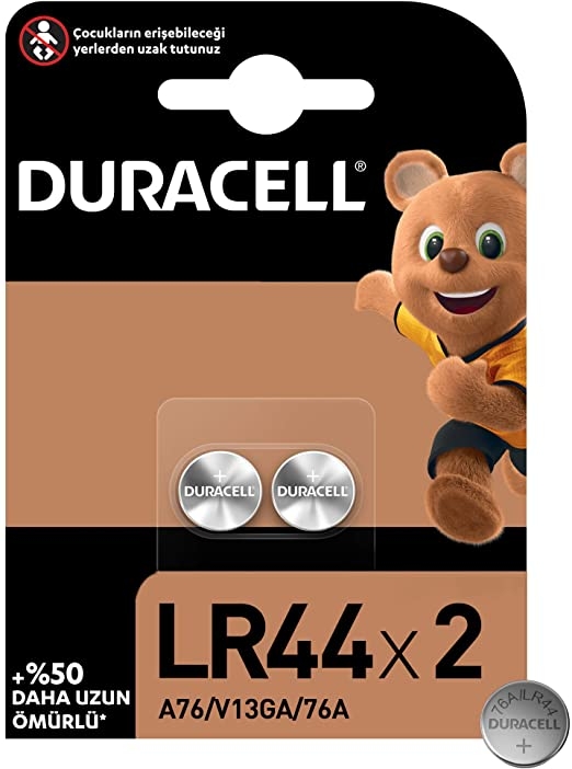 DURACELL LR44 ALKALİN DÜĞME PİL 1.5V 2Lİ BLİSTER (A76 V13GA 76A)