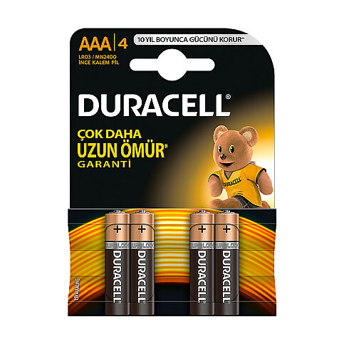 DURACELL ALKALİN AAA İNCE KALEM PİL 4LÜ BLİSTER (3A4) - 1