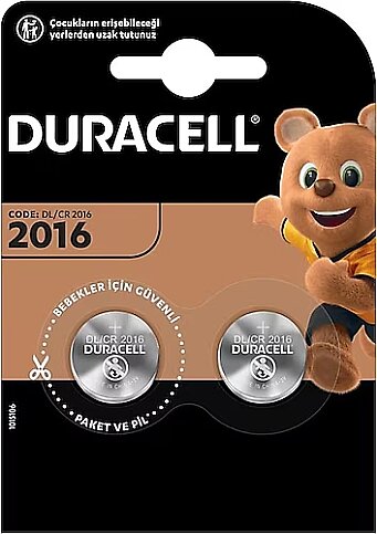 DURACELL CR2016 LİTYUM DÜĞME PİL 3V 2Lİ BLİSTER (DL2016) - 1
