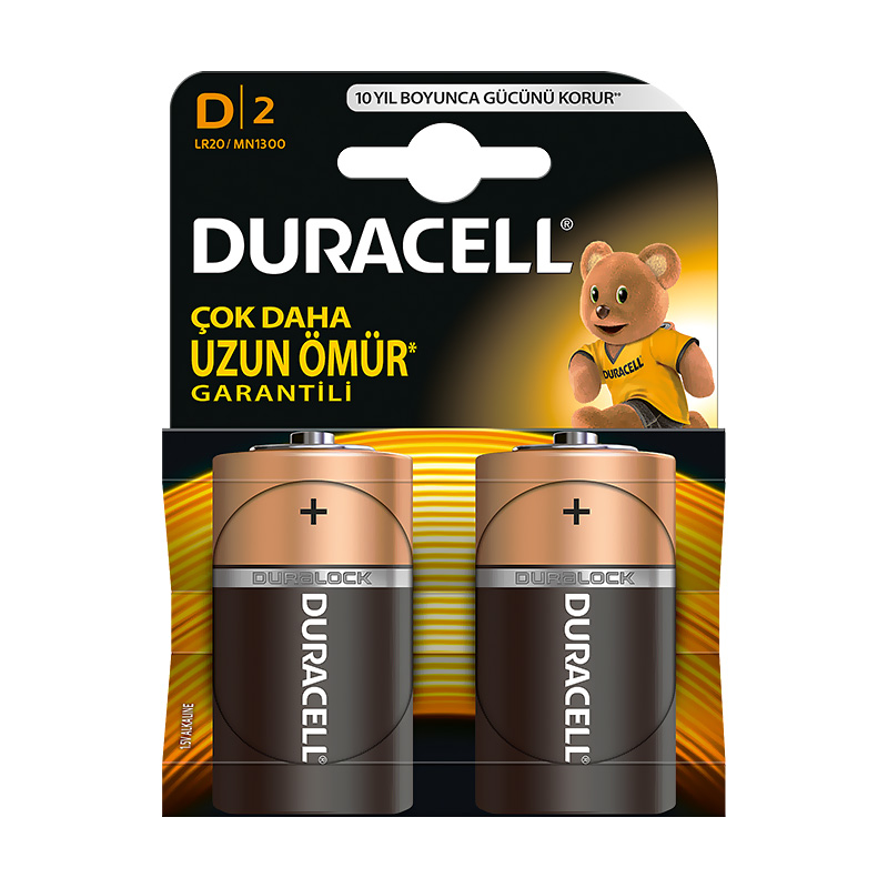 DURACELL ALKALİN D BÜYÜK BOY PİL 2Lİ BLİSTER (D2)