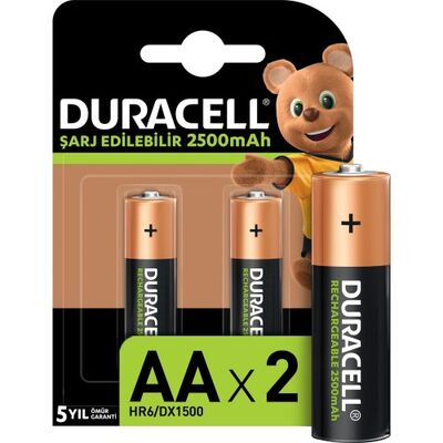 DURACELL ŞARJLI AA KALEM PİL 2500mAh 2Lİ BLİSTER (SE2A2250)