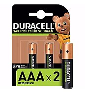 DURACELL ŞARJLI AAA İNCE KALEM PİL 900mAh 2Lİ BLİSTER - DURACELL
