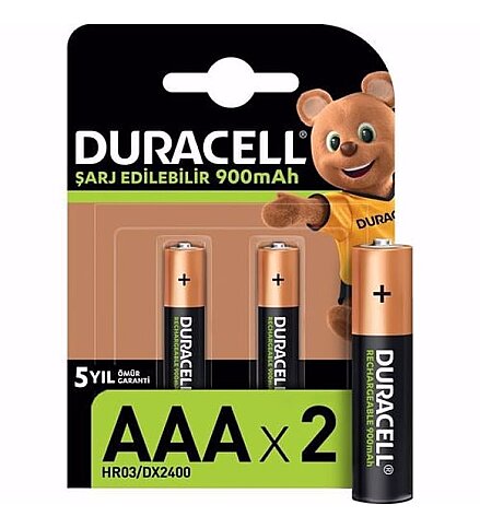 DURACELL ŞARJLI AAA İNCE KALEM PİL 900mAh 2Lİ BLİSTER - 1