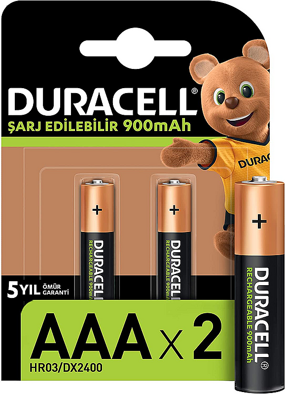DURACELL ŞARJLI AAA İNCE KALEM PİL 900mAh 2Lİ BLİSTER