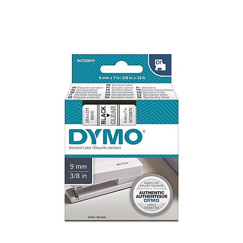 DYMO D1 40910 YEDEK ŞERİT 9mmx7m ŞEFFAF SİYAH (S0720670) - 1