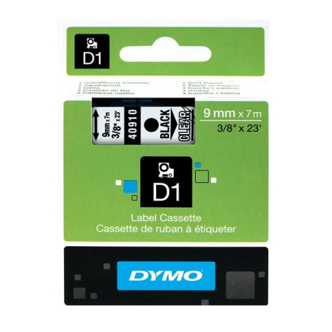 Dymo D1 40910 Yedek Şerit 9mmx7m Şeffaf Siyah (S0720670) - 1