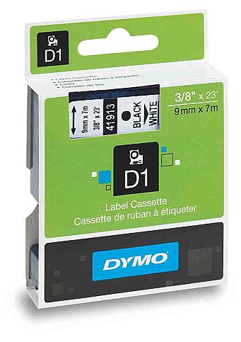 DYMO D1 40913 YEDEK ŞERİT 9mmx7m BEYAZ-SİYAH (S0720680) - 1