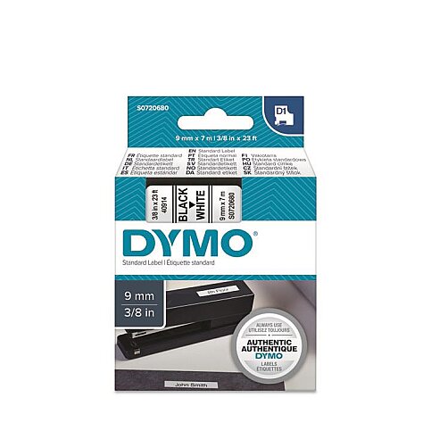 DYMO D1 40913 YEDEK ŞERİT 9mmx7m BEYAZ-SİYAH (S0720680) - 1