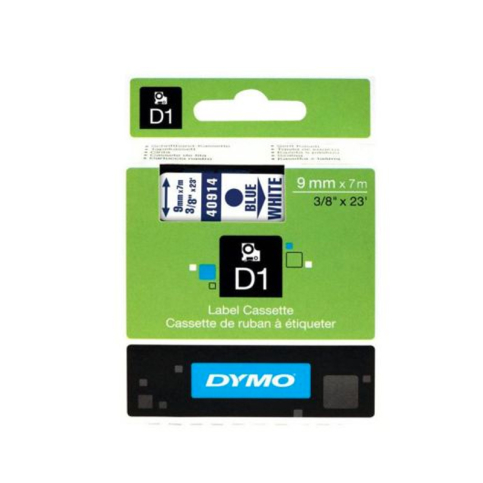 Dymo D1 40914 Yedek Şerit 9mmx7m Beyaz-Mavi (S0720690) - 1